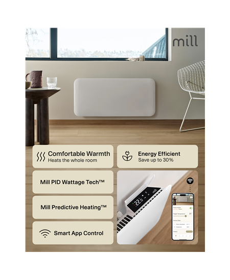 Mill Invisible Smart WiFi Heater | PA2000WIFI4 | Panel Heater | 2000 W | Suitable for rooms up to 24-28 m² | White | IPX4