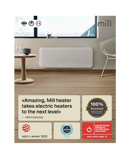 Mill Invisible Smart WiFi Heater | PA2000WIFI4 | Panel Heater | 2000 W | Suitable for rooms up to 24-28 m² | White | IPX4