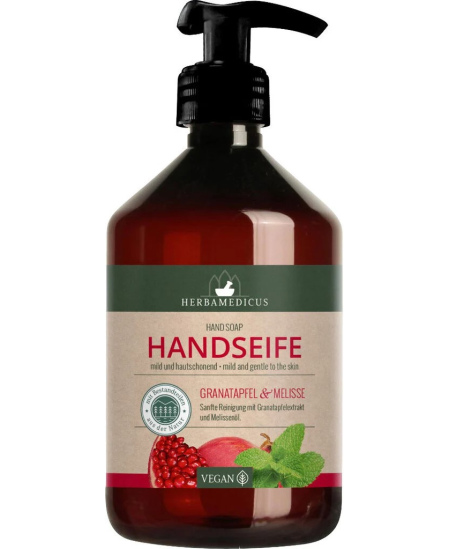 Skystas muilas HERBAMEDICUS, granatų ir melisų aromato, 500 ml