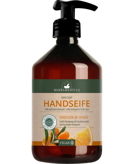 Skystas muilas HERBAMEDICUS, šaltalankių ir apelsinų aromato, 500 ml