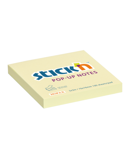 Lipnūs lapeliai STICK´N, 76 x 76 mm, 100 lapelių, geltoni