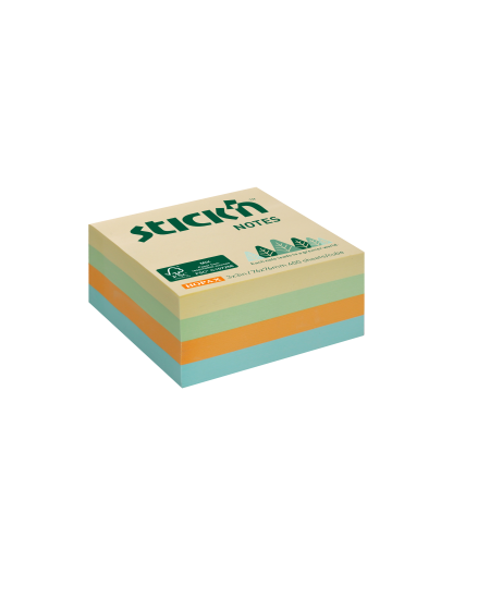 Lipnūs lapeliai STICK´N, FSC, 76 x 76 mm, 400 lapelių, įvairių šviesių spalvų