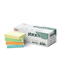 Lipnūs lapeliai STICK´N, FSC, 38 × 51 mm, 1200 lapelių, įvairių pastelinių spalvų