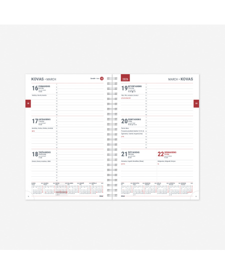Vidaus blokas kalendoriui MANAGER Week 2026, A5