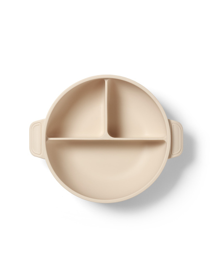Babyono lėkštutė silikoninė neslystanti su dangteliu ir skyriais kreminė 1661/03