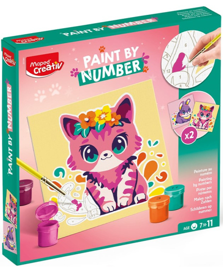 Tapyba pagal skaičius MAPED Creativ "Katė ir triušis", 20x20 cm