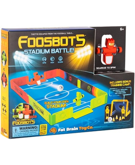 Naujos kartos stalo futbolas FatBrainToys „Foosbots Stadium“ (2 žaidėjai ir stadionas)