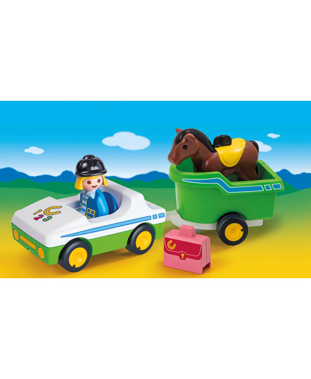 PLAYMOBIL 1.2.3 "Automobilis su arklių priekaba", 70181