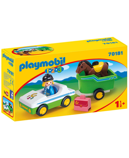 PLAYMOBIL 1.2.3 "Automobilis su arklių priekaba", 70181