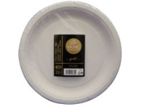 Vienkartinės lėkštės, VIKING GOLD, popierinės, baltos, D 22 cm, 40 vnt.