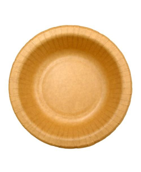 Vienkartiniai dubenėliai „KRAFT“, popieriniai, su biologiškai skaidžia danga, šv. rudos, D 19 cm, 50