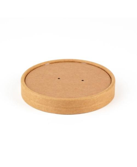 Dangtelis „KRAFT“, popierinis, rudas, sriubos indeliams, D 96 mm, 25 vnt