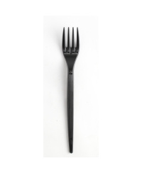 Vienkartinės šakutės SUPERIOR, PS, juodos, 17 cm, 50 vnt