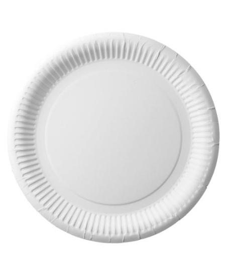 Vienkartinė lėkštė „ABCPAK“, popierinė, balta, 23 cm, 100 vnt.