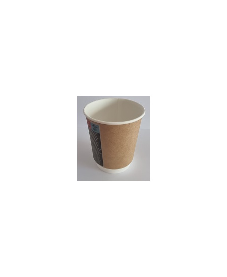 Vienkartinis puodelis „KRAFT“, dvisienis, popierius/PE, 250 ml, D 80 mm, 25 vnt.