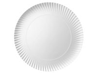 Vienkartinė lėkštė, balta, popierius/be dangos, D 30 cm, 100 vnt