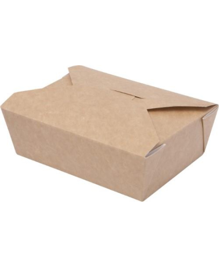 Vienkartinė dėžutė maistui LUNCH, šv. ruda, popierius, 20 x 14 x 6,5 cm, 50 vnt