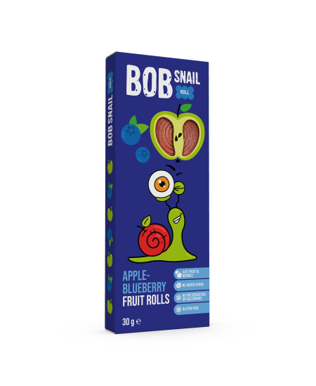 Obuolių ir mėlynių suktinukai BOB SNAIL, 30 g