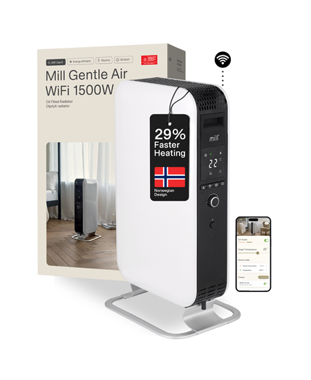 Mill Heater OIL1500WIFI3 GEN3 Oil Filled Radiator, 1500 W, Number of power levels 3, Suitable for rooms up to 25 m², White/Blac