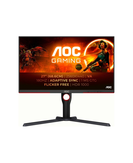 AOC | Monitor | Q27G3XMN/BK | 27 " | VA | 16:9 | 180 Hz | 1 ms | 2560 x 1440 pixels | 700 cd/m² | HDMI ports quantity 2 | 