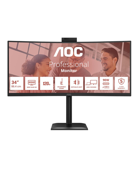 AOC CU34E4CW Curved 34" 3440x1440/21:9/350cd/m2/4ms HDMI, DisplayPort, USB, Audio out | AOC