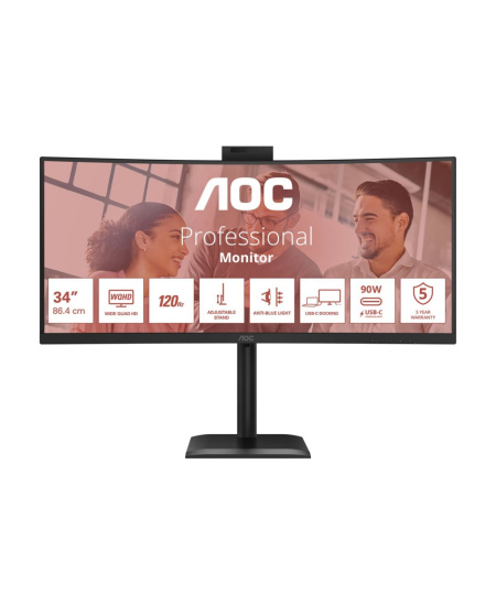 AOC CU34E4CW Curved 34" 3440x1440/21:9/350cd/m2/4ms HDMI, DisplayPort, USB, Audio out | AOC