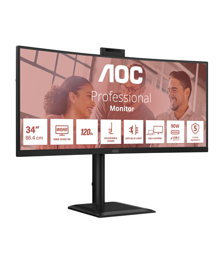 AOC CU34E4CW Curved 34" 3440x1440/21:9/350cd/m2/4ms HDMI, DisplayPort, USB, Audio out | AOC