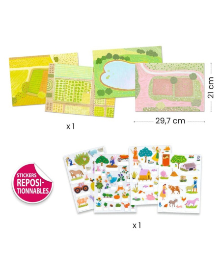 Daugkartiniai pakeliami 3D lipdukai DJECO Ūkis