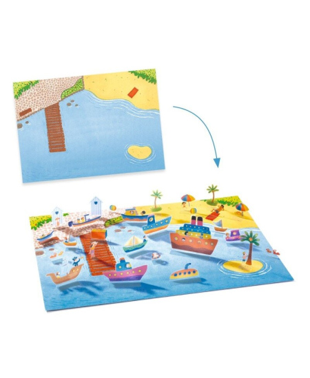 Daugkartiniai pakeliami 3D lipdukai DJECO Transportas