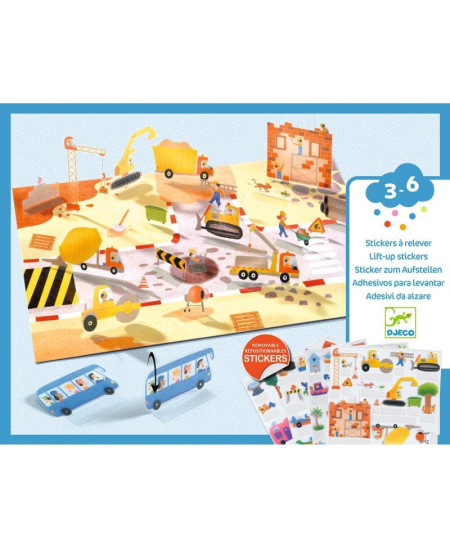 Daugkartiniai pakeliami 3D lipdukai DJECO Transportas