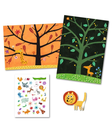 Daugkartiniai stori lipdukai su pagrindu DJECO Žaidimai medyje