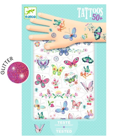 Kūno tatuiruočių rinkinys DJECO Svajonių drugeliai