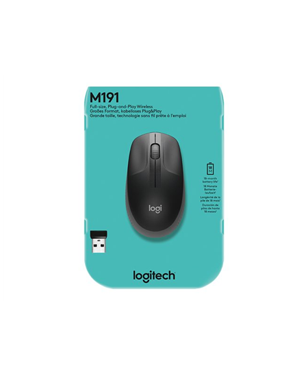 Logitech | Full size Mouse | M190 | Wireless | USB | Charcoal