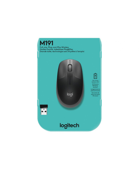 Logitech | Full size Mouse | M190 | Wireless | USB | Charcoal