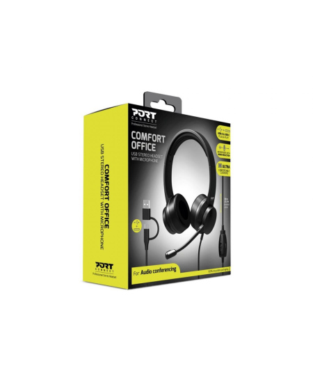 PORT CONNECT | USB Comfortable Stereo Office Microphone Headset | Built-in microphone | Wired | Black
