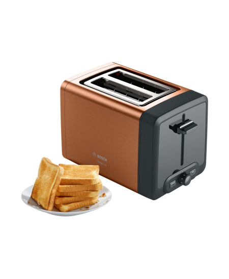 Bosch DesignLine Toaster TAT4P429 Power 970 W, Number of slots 2, Housing material Stainless Steel, Copper/Black