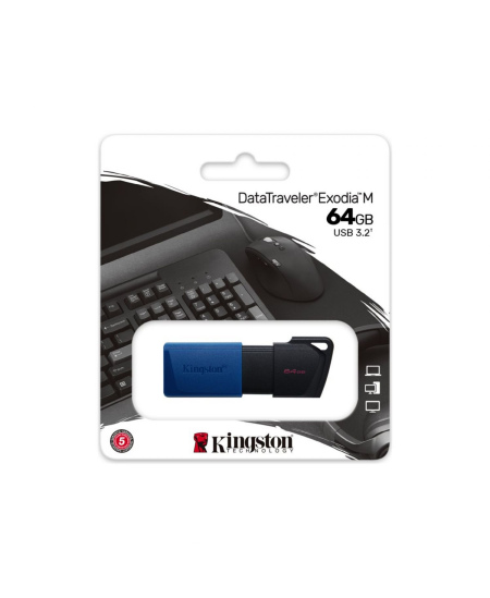Kingston USB 3.2 Flash Drive DataTraveler Exodia M 64 GB, USB 3.2, Black/Blue