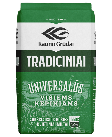 Tradiciniai kvietiniai miltai, KAUNO GRŪDAI  550C, 1,75 kg