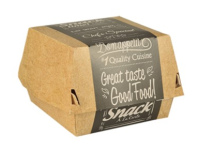 Vienkartinė dėžutė mėsainiui SNACK, popierius, 115 x 110 x 70 mm, 50 vnt