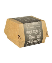 Vienkartinė dėžutė mėsainiui SNACK, popierius, 115 x 110 x 70 mm, 50 vnt