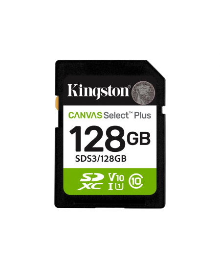 Kingston Canvas Select Plus | 128 GB | SD | Flash memory class Class 10, UHS-I, U1/U3, Video Class 10/30