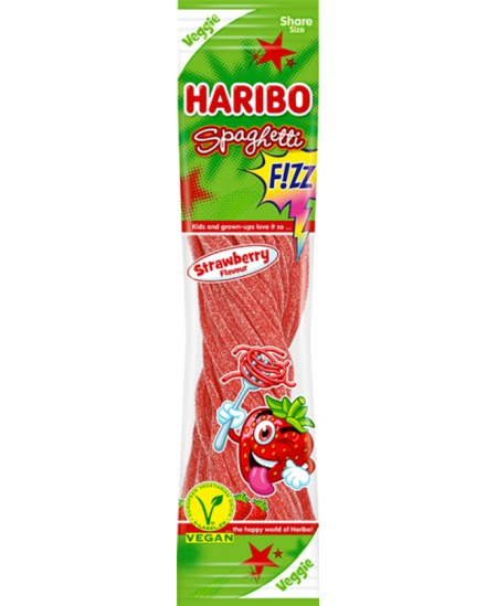 Guminukai HARIBO, Spaghetti, Strawberry sour, 200 g