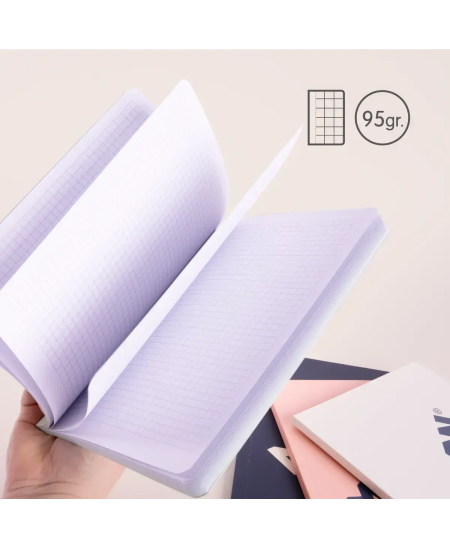 Sąsiuvinis langeliais MILAN, A5, 48 lapai, rožinis