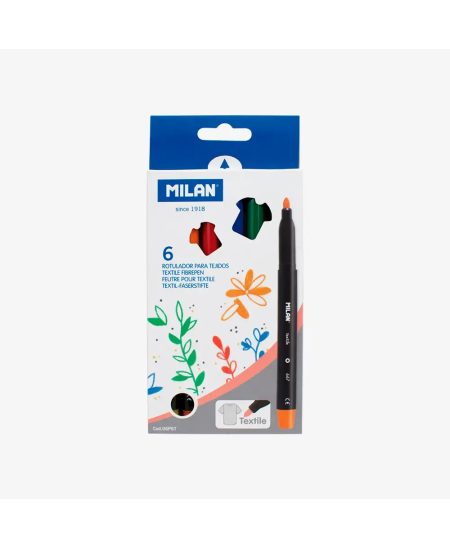 Flomasteriai MILAN tekstilei, 6 spalvų