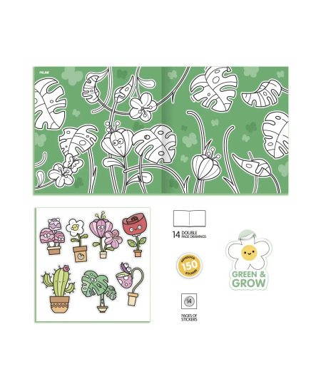Spalvinimo knygelė MILAN Green & Grow, su lipdukais