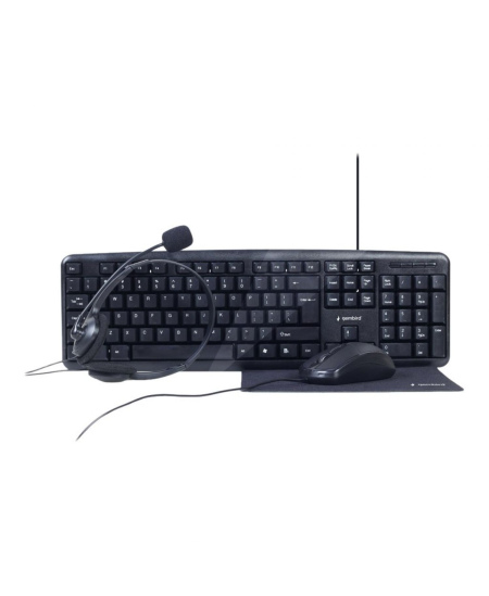 Gembird 4-in-1 Multimedia office set KBS-UO4-01 Wired, Mouse included, US Layout, Black