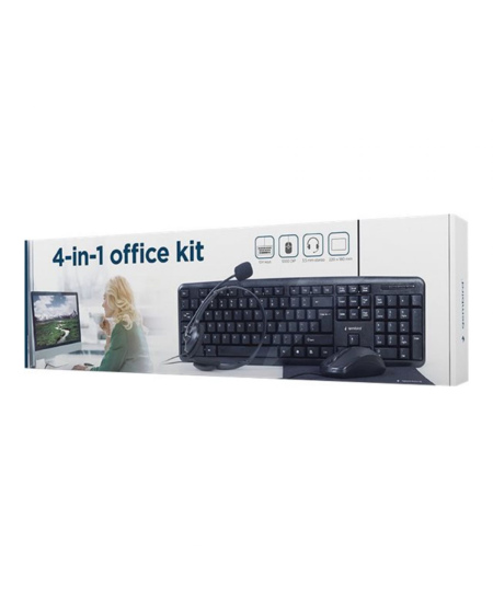 Gembird 4-in-1 Multimedia office set KBS-UO4-01 Wired, Mouse included, US Layout, Black