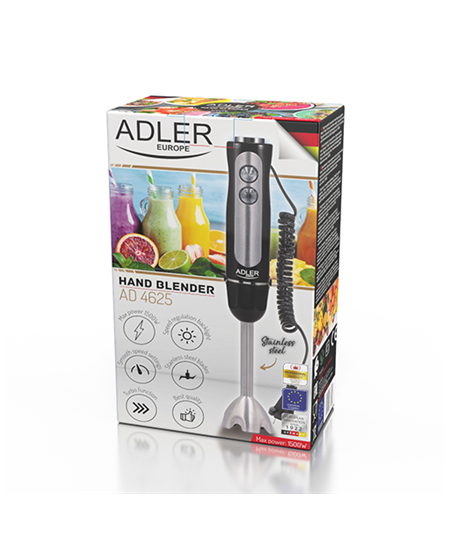 Adler AD 4625b Hand Blender, 1500 W, Number of speeds 5, Turbo mode, Black