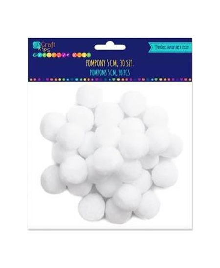 Akriliniai burbuliukai, balti, 5 cm, 30 vnt.