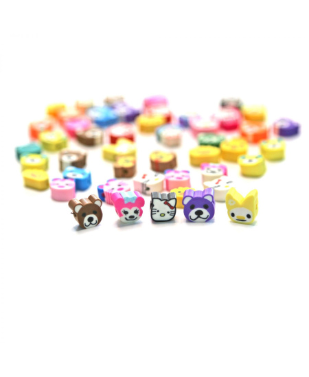 Polimerinio molio karoliukai, gyvūnėliai, 1 cm, 48 vnt.